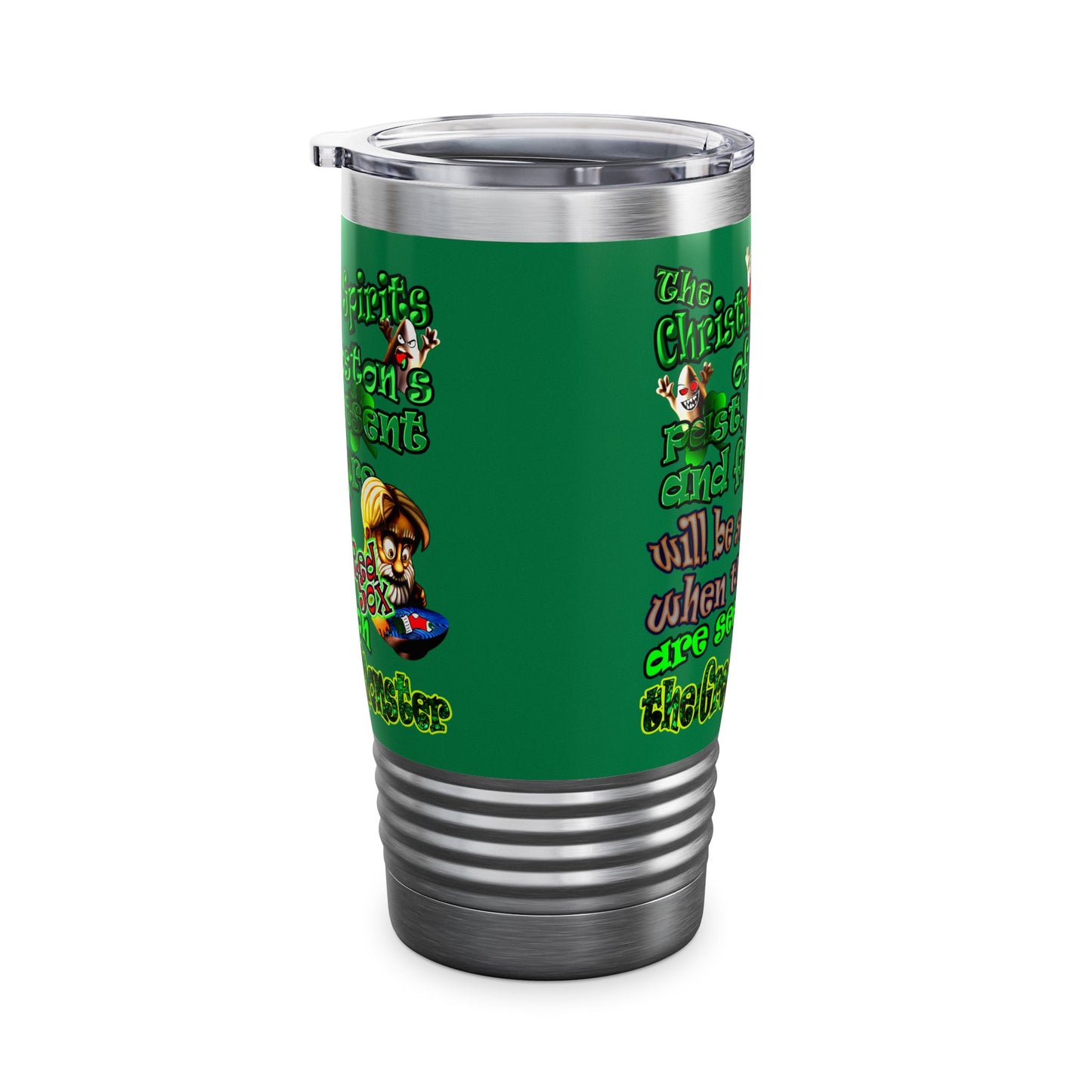 christmas spirits of boston - Ringneck Tumbler, 20oz (dark green)