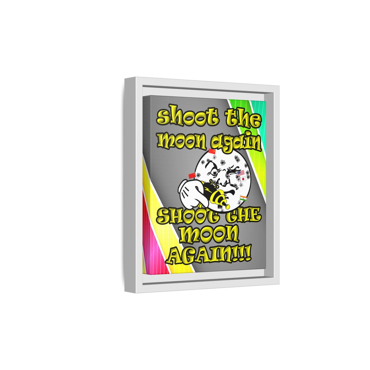 shoot the moon again - framed canvas art (rainbow split)