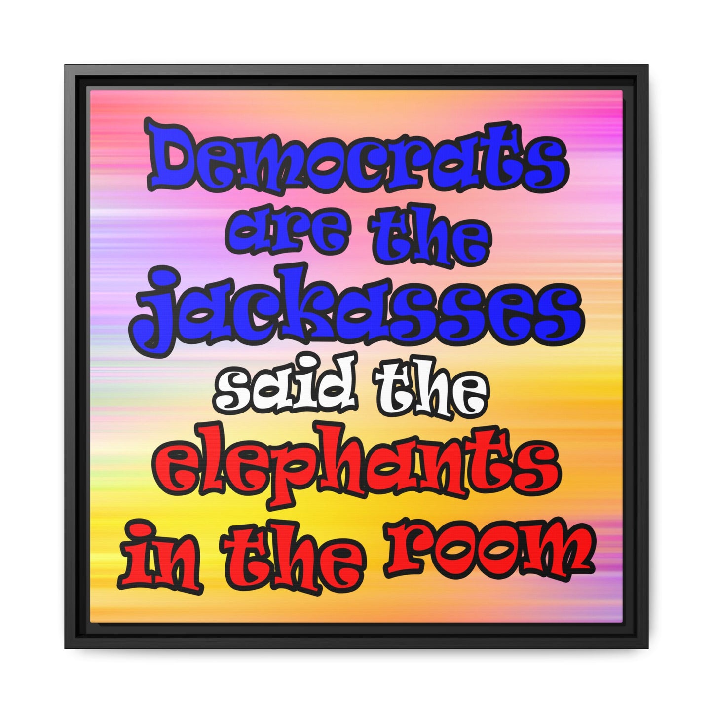 donkeys and elephants - framed canvas art (color blur)