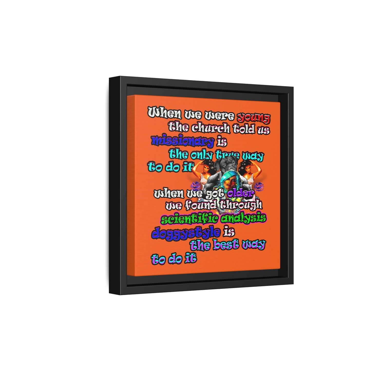 doggystyle - framed canvas art (orange)