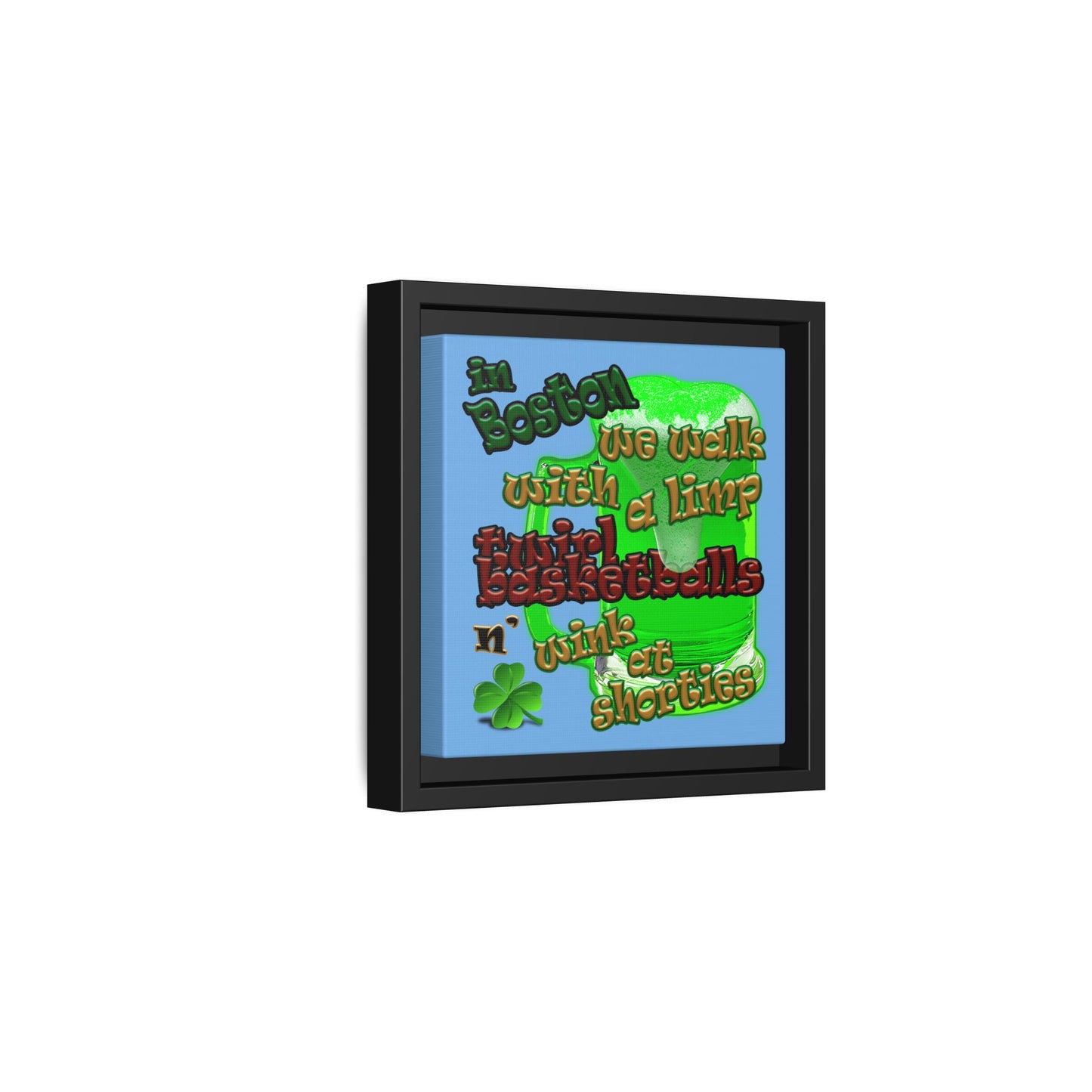 celtics logo - framed canvas art (light blue)