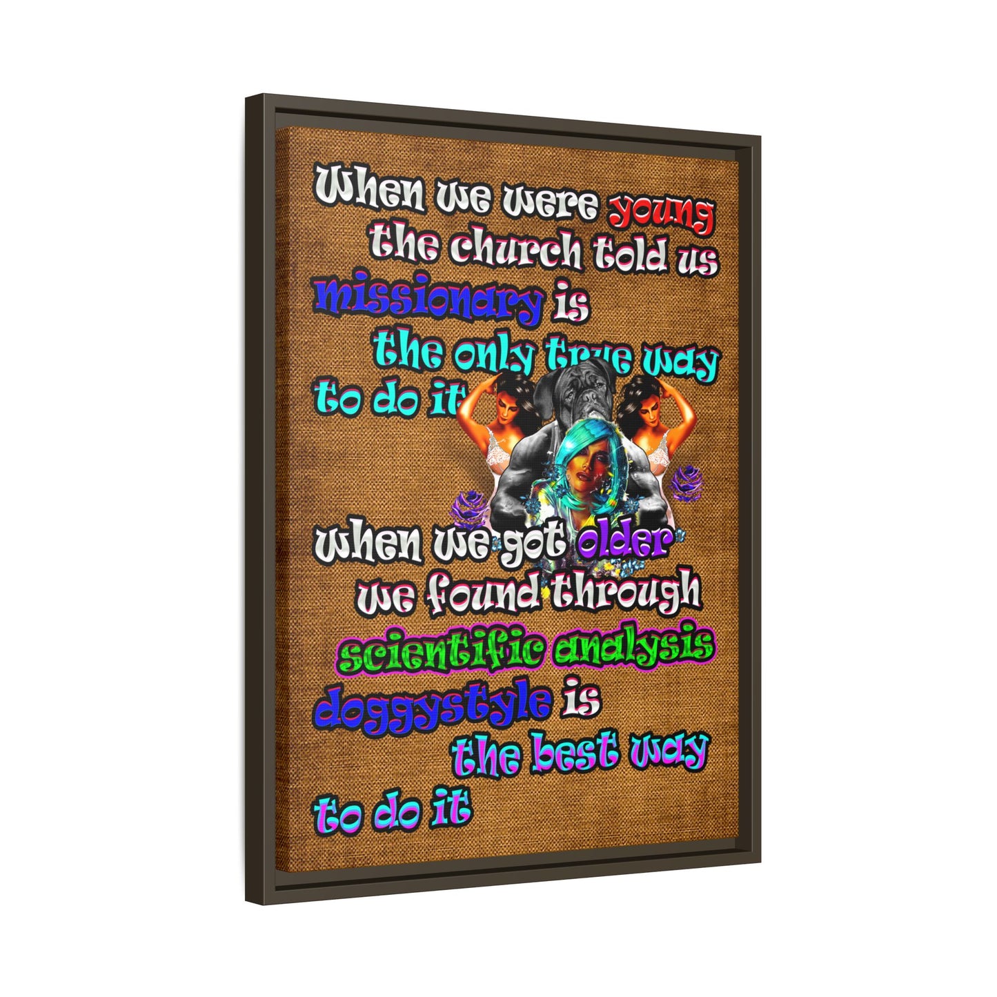 doggystyle - framed canvas art (brown papyrus)