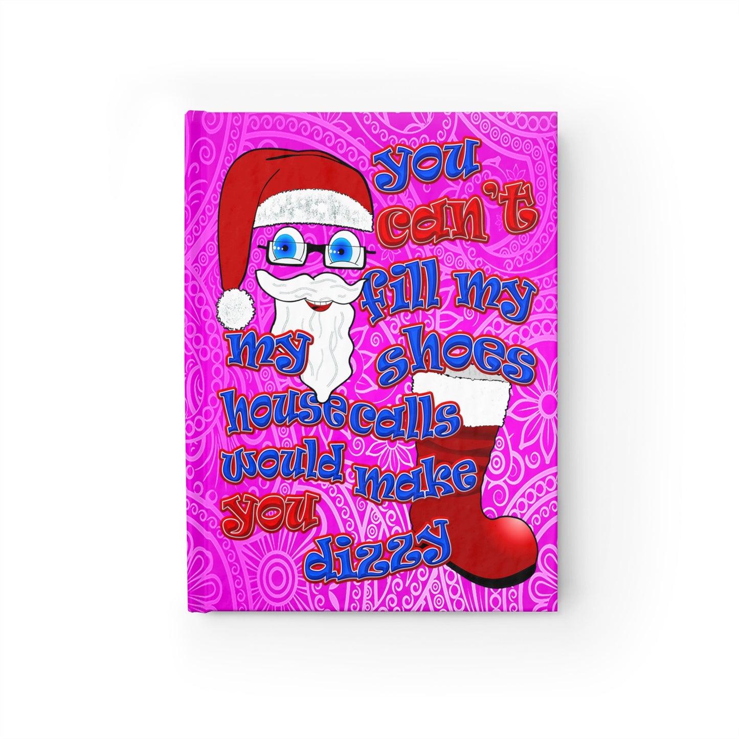 santa's shoes - journal-lined (pink swirl)