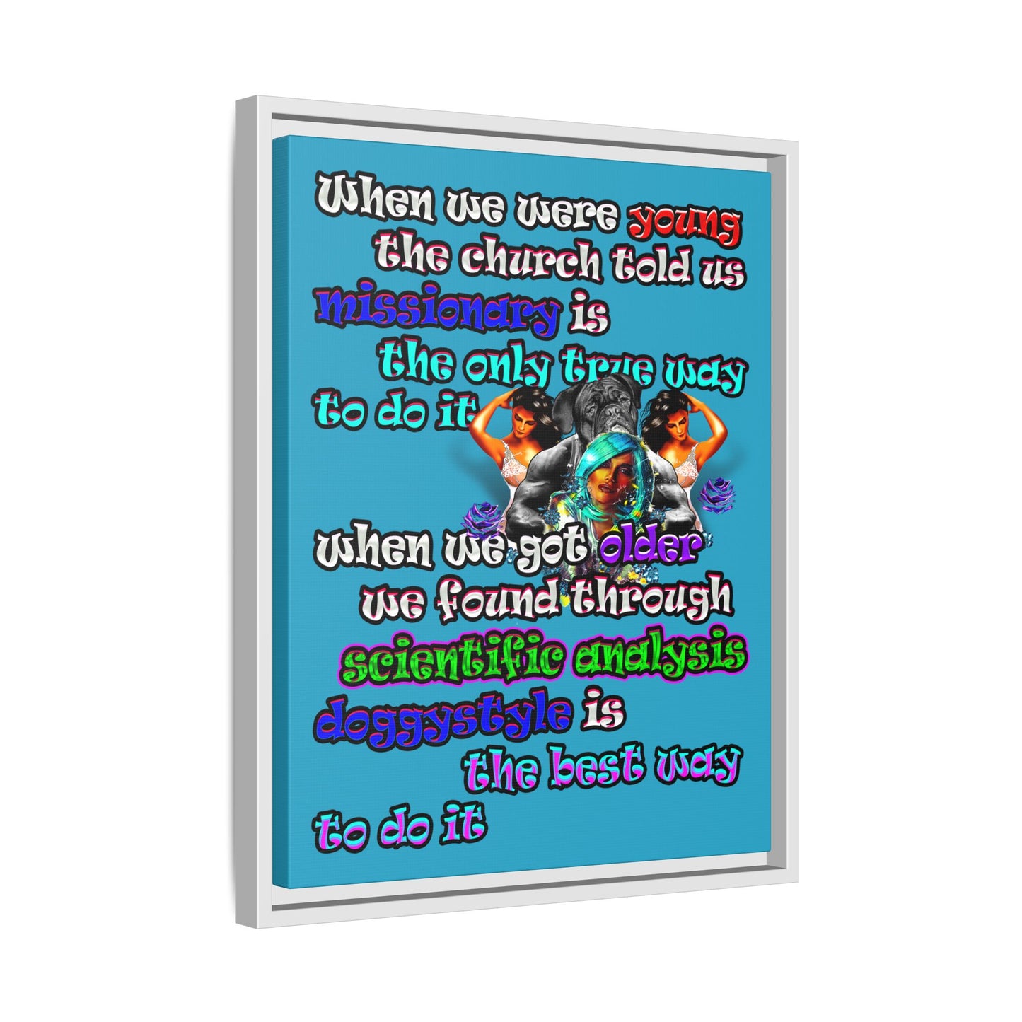 doggystyle - framed canvas art (turquoise)