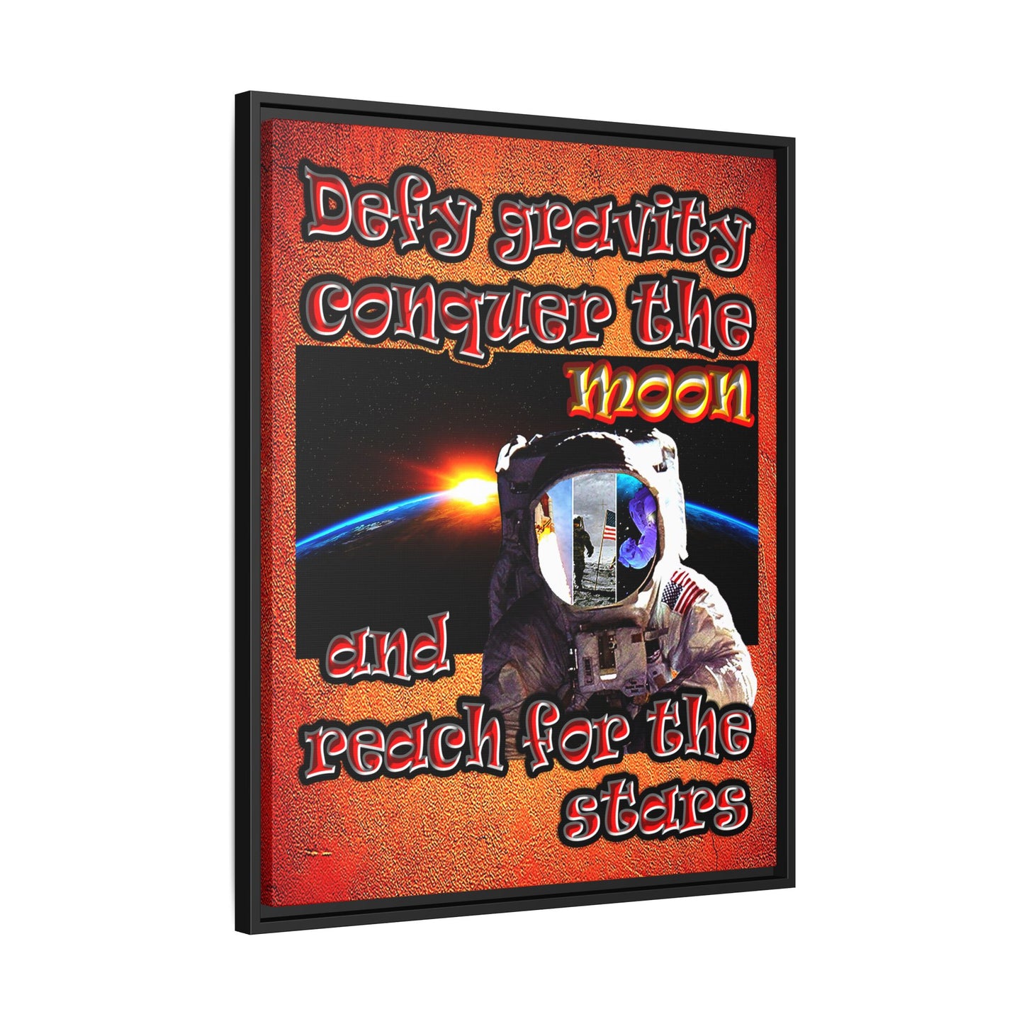 defy conquer reach - framed canvas art (burnt orange)