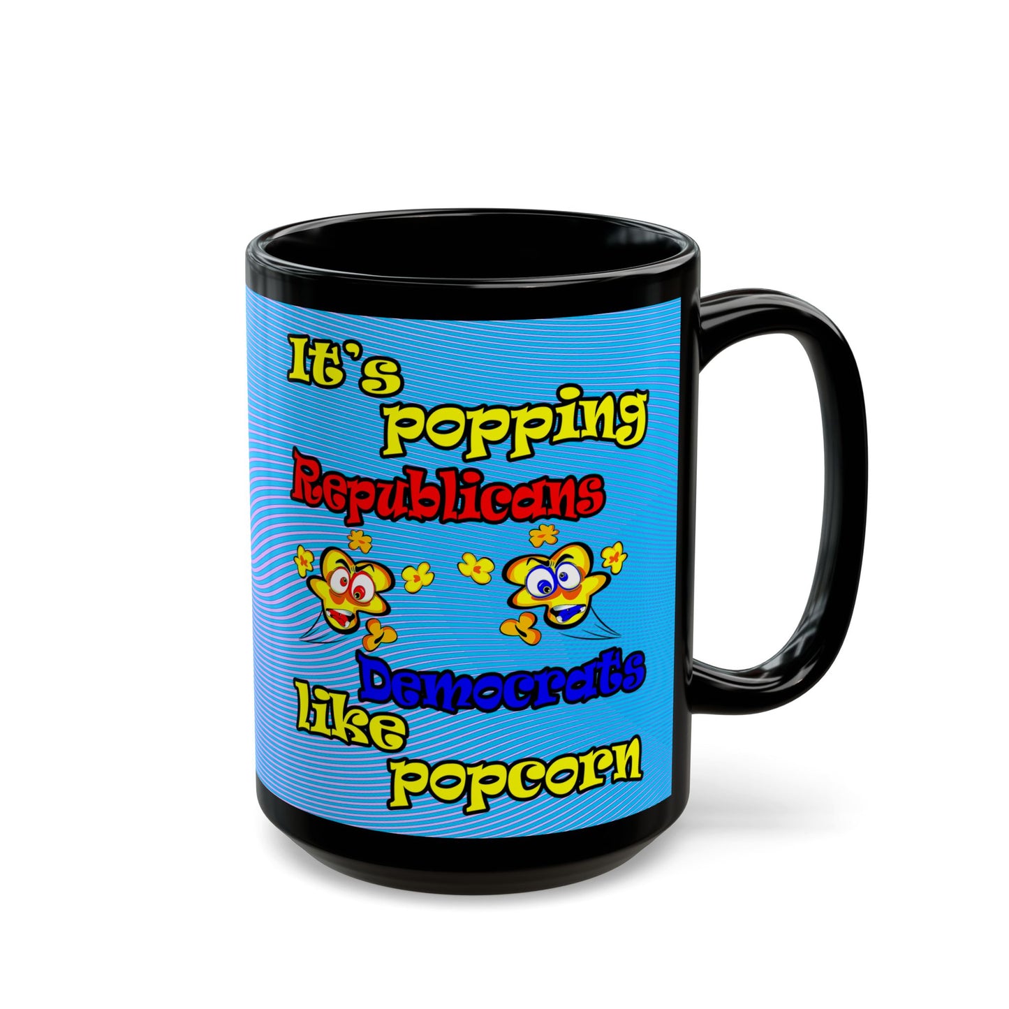 popping like popcorn - Black Mug (light blue-purple wave)