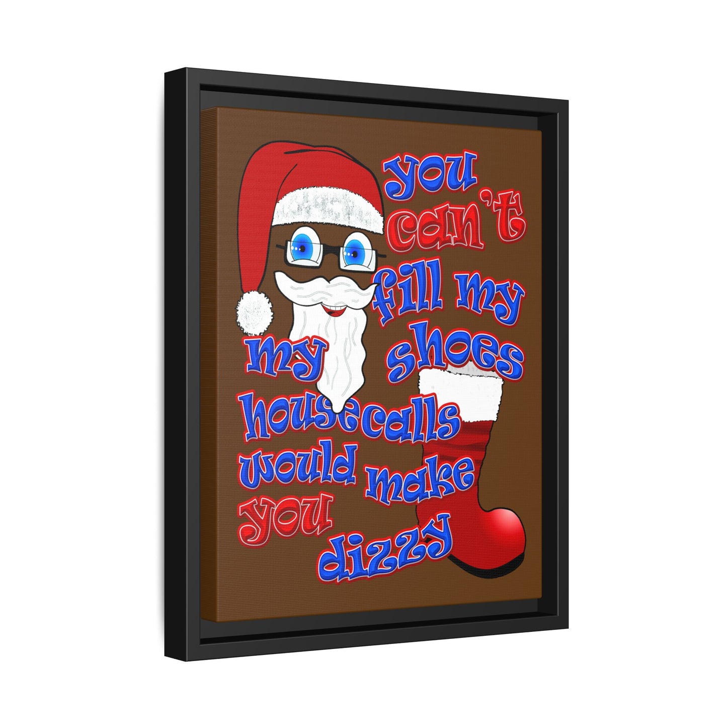santa's shoes - framed canvas art (brown)
