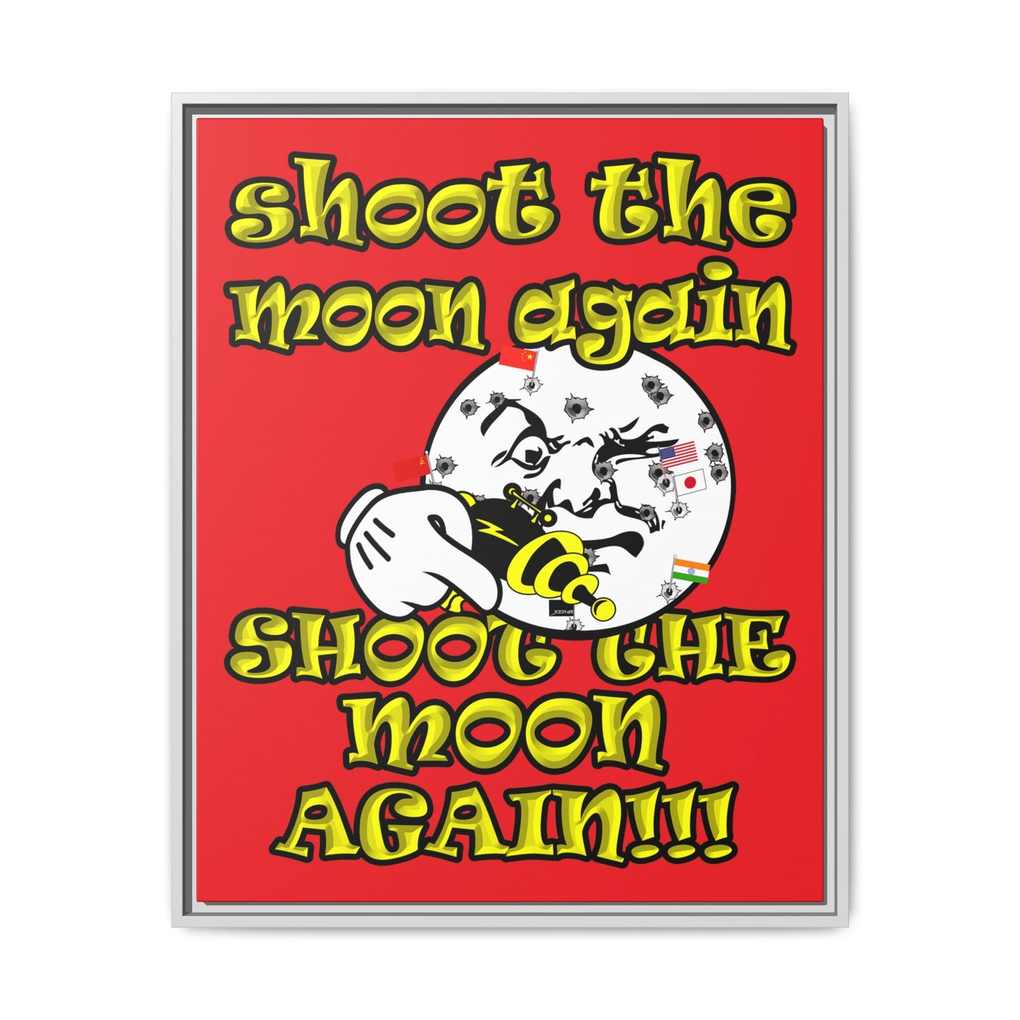 shoot the moon again - framed canvas art (red)