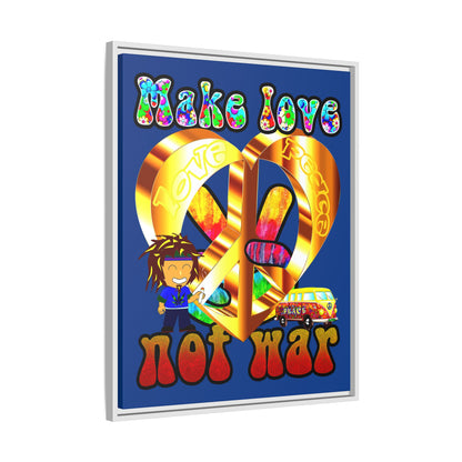 love peace - framed canvas art (dark blue)