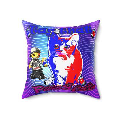 tag that - Spun Polyester Square Pillow - (purple wave)