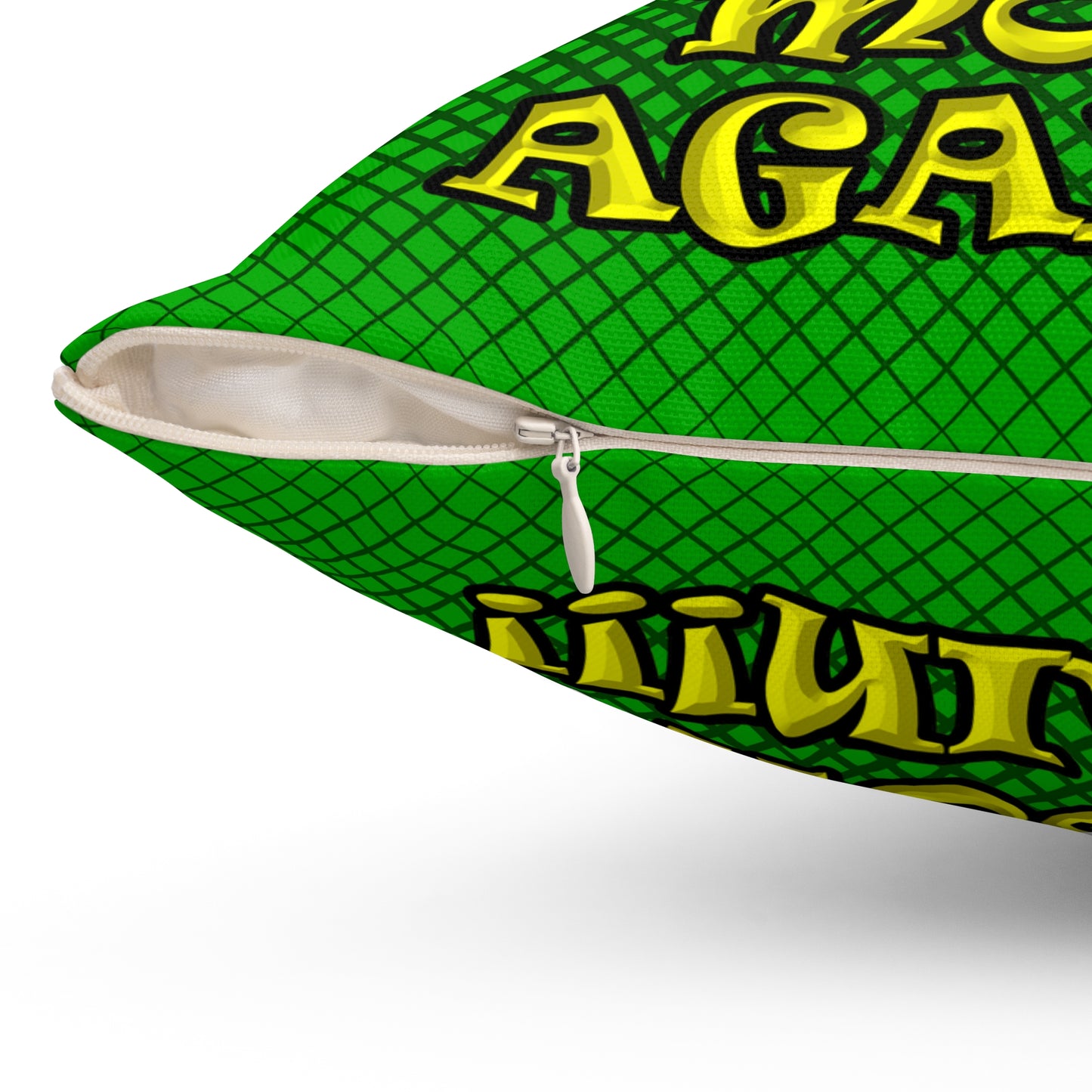 shoot the moon again - Spun Polyester Square Pillow - (logo green)