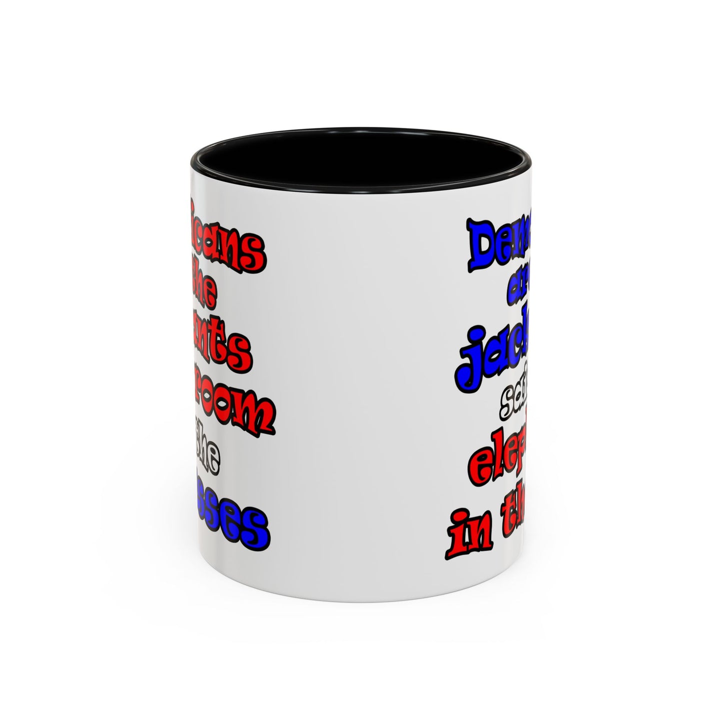 donkeys and elephants - Accent Mug (white)