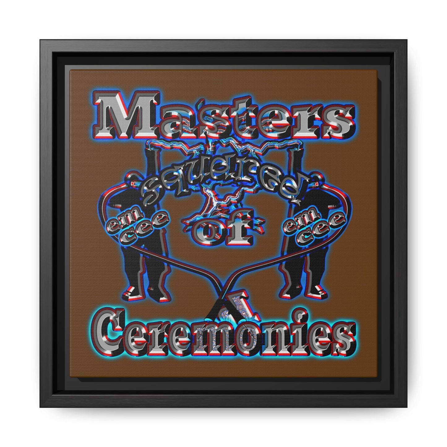 em cee squared - framed canvas art (brown)