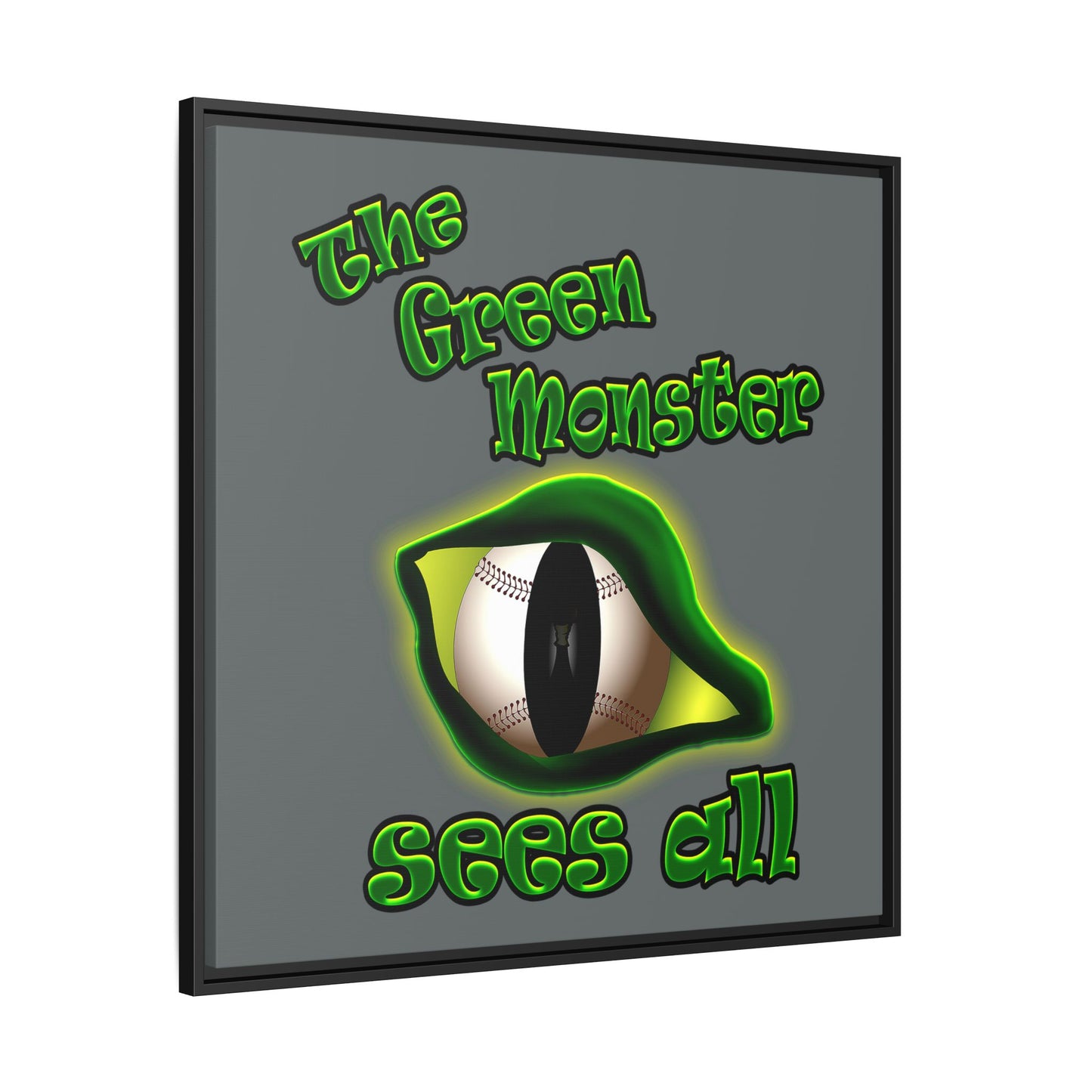 green monster - framed canvas art (dark grey)