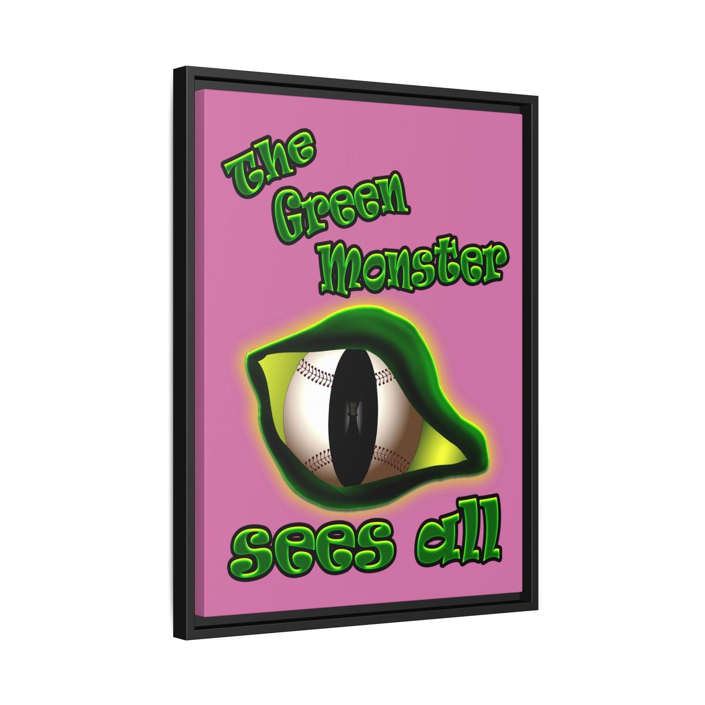 green monster - framed canvas art (light pink)