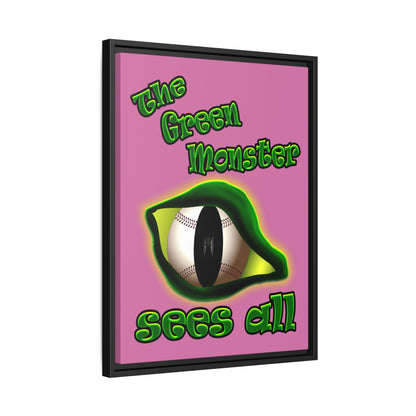 green monster - framed canvas art (light pink)