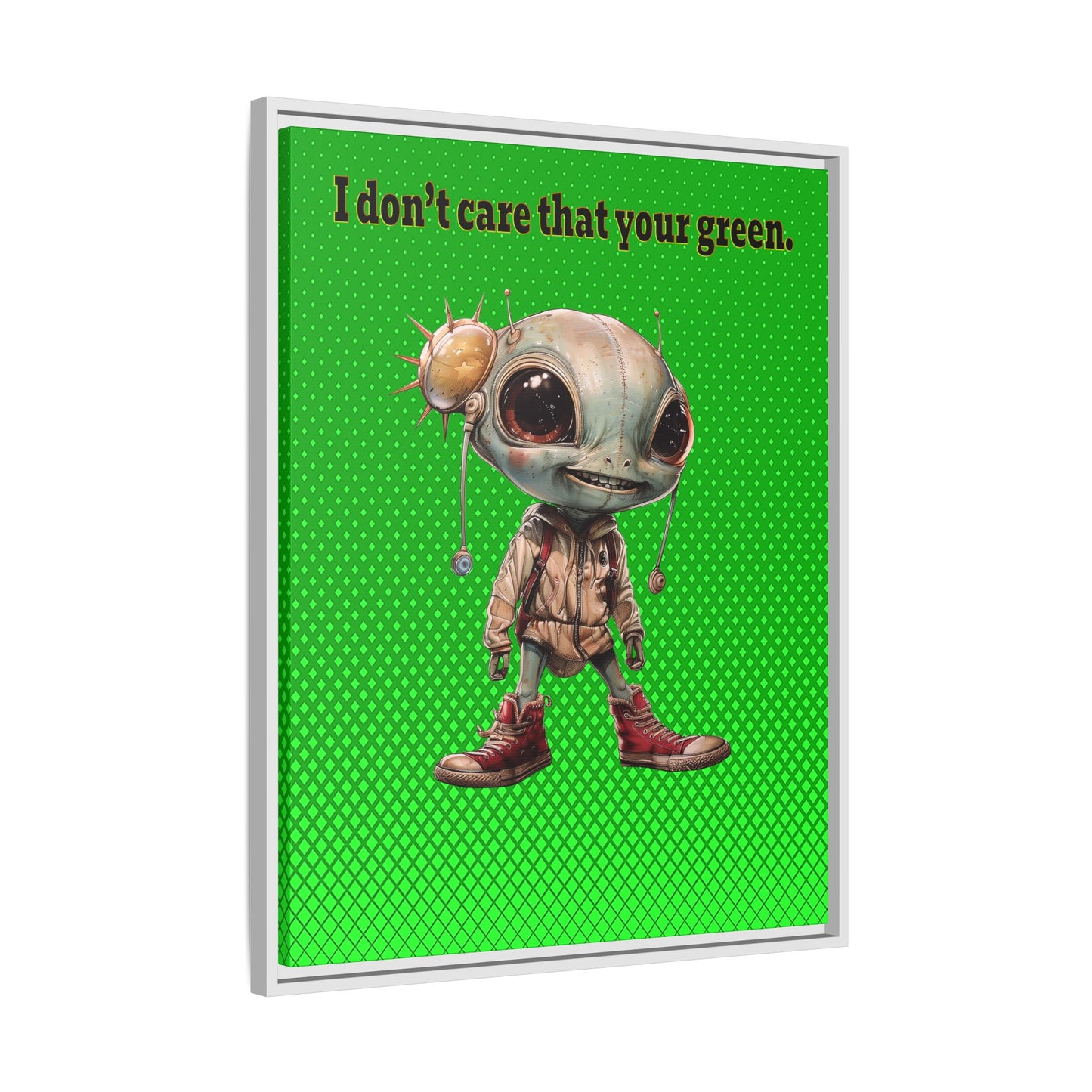 I don't care that your green - framed canvas art (logo green)