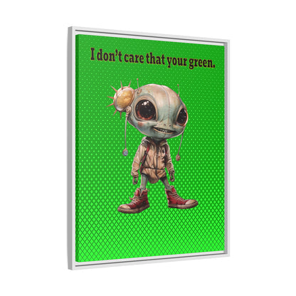I don't care that your green - framed canvas art (logo green)