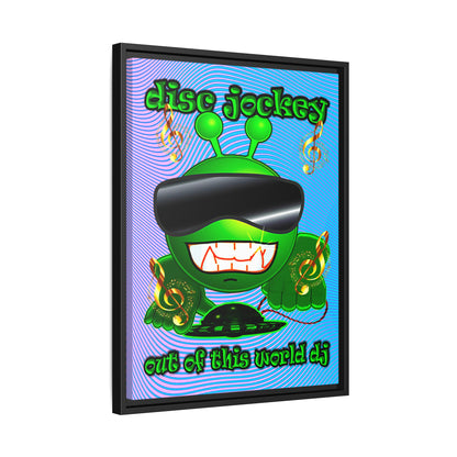 disc jockey - framed canvas art (light blue-purple wave)