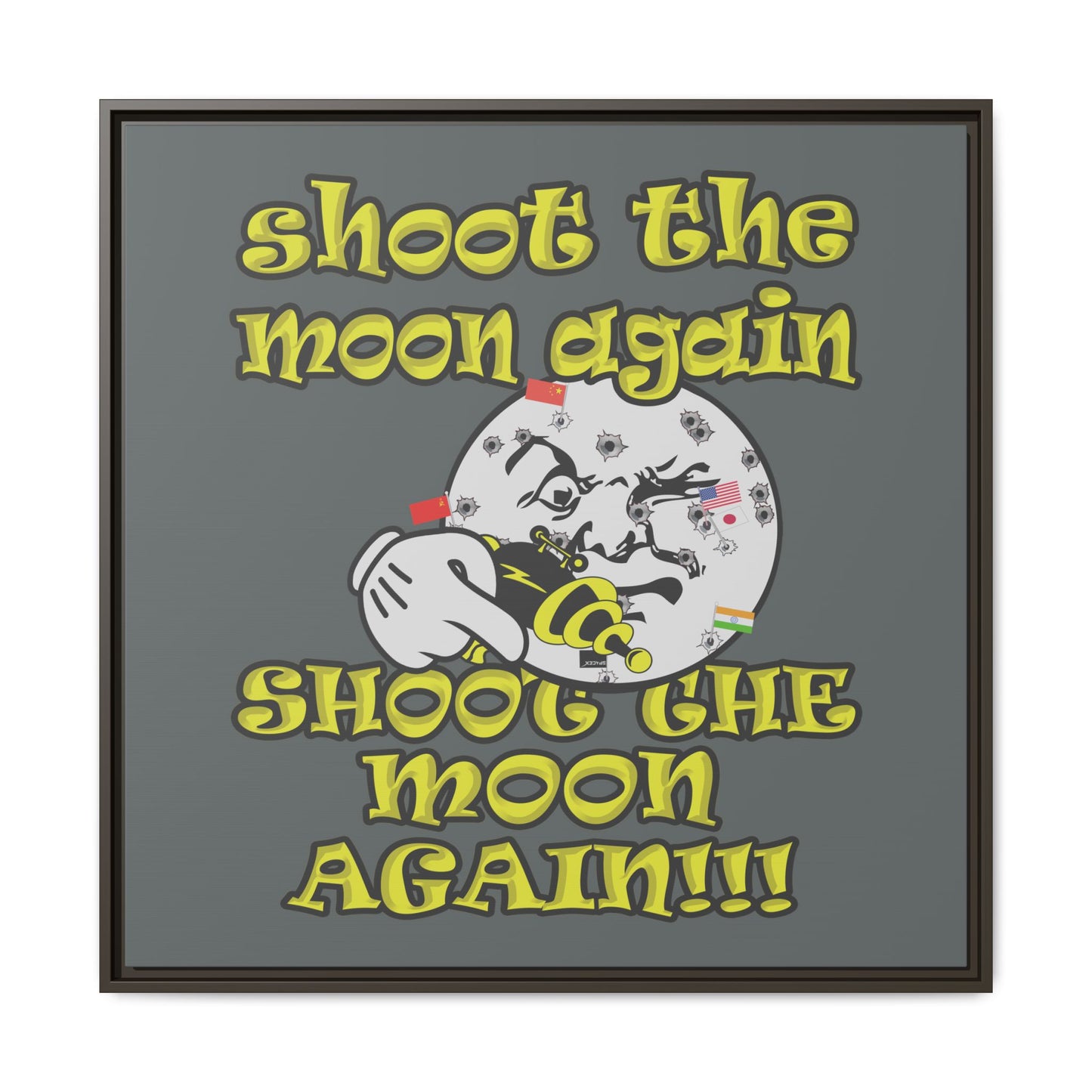 shoot the moon again - framed canvas art (dark grey)