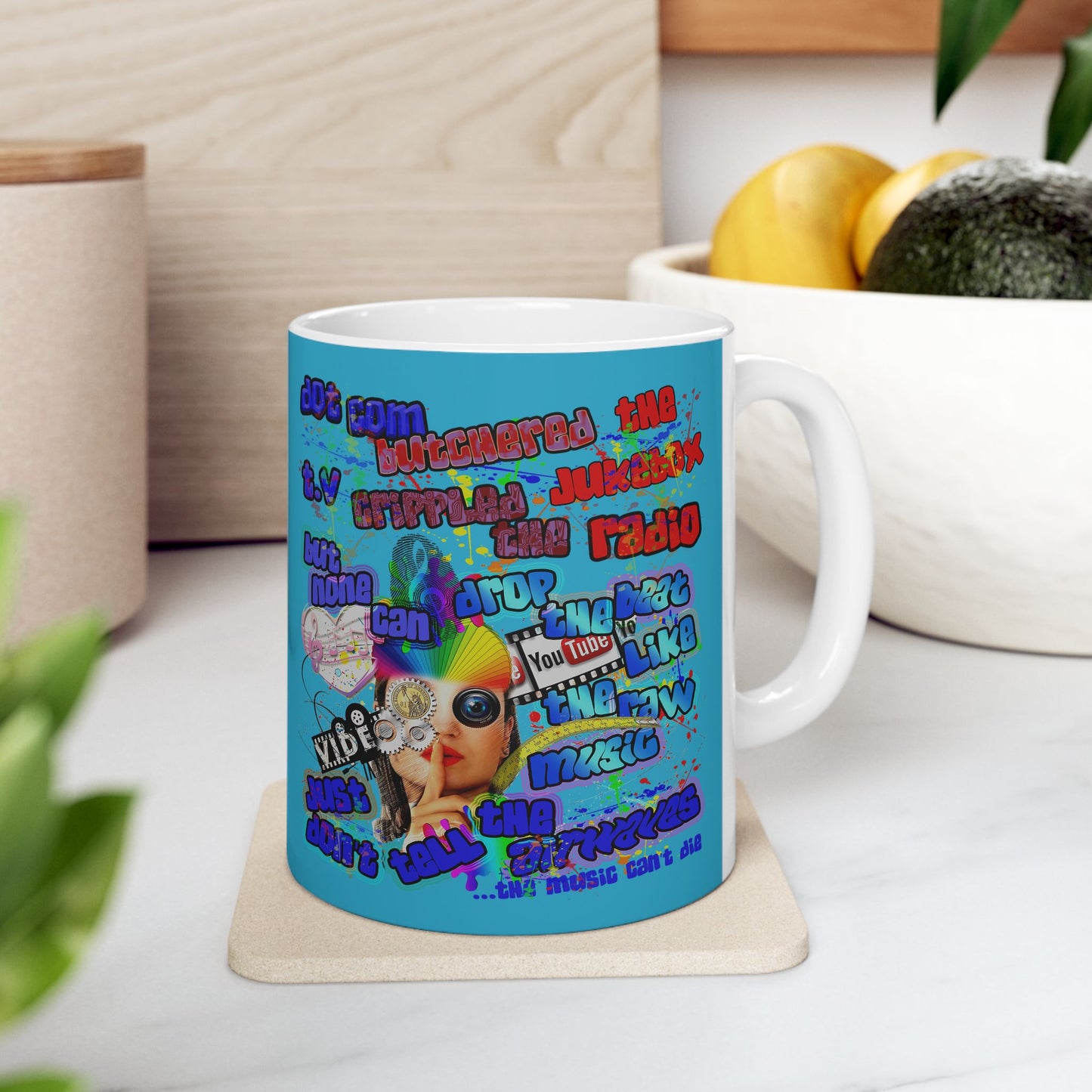 drop the beat - White Mug (turquoise)