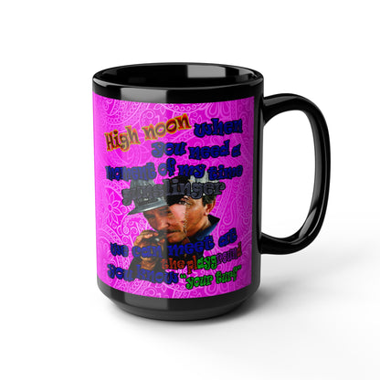 high noon - Black Mug (pink swirl)