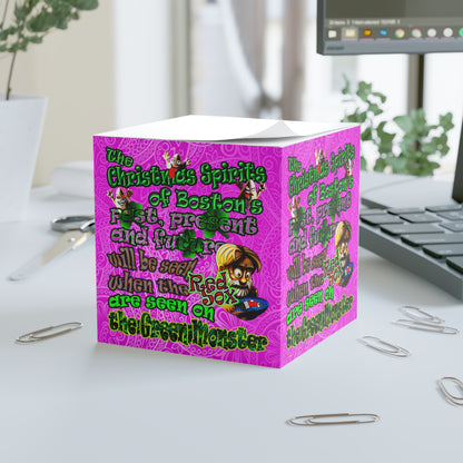 christmas spirits of boston - note cube (pink swirl)
