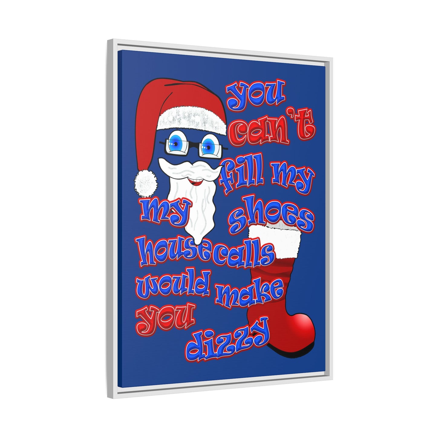 santa's shoes - framed canvas art (dark blue)