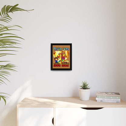 love peace - framed canvas art (light brown)
