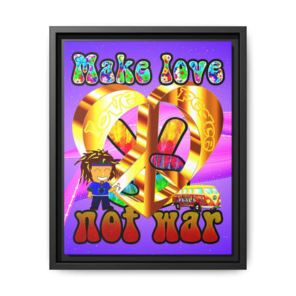 love peace - framed canvas art (purple-pink wave)