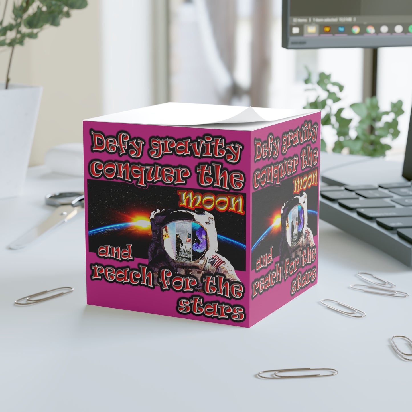 defy conquer reach - note cube (pink)