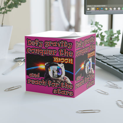 defy conquer reach - note cube (pink)