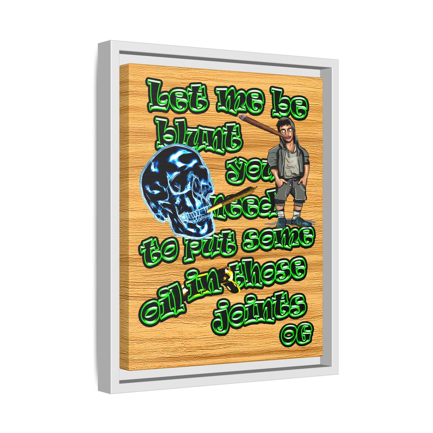 og - framed canvas art (butterscotch wood finish)