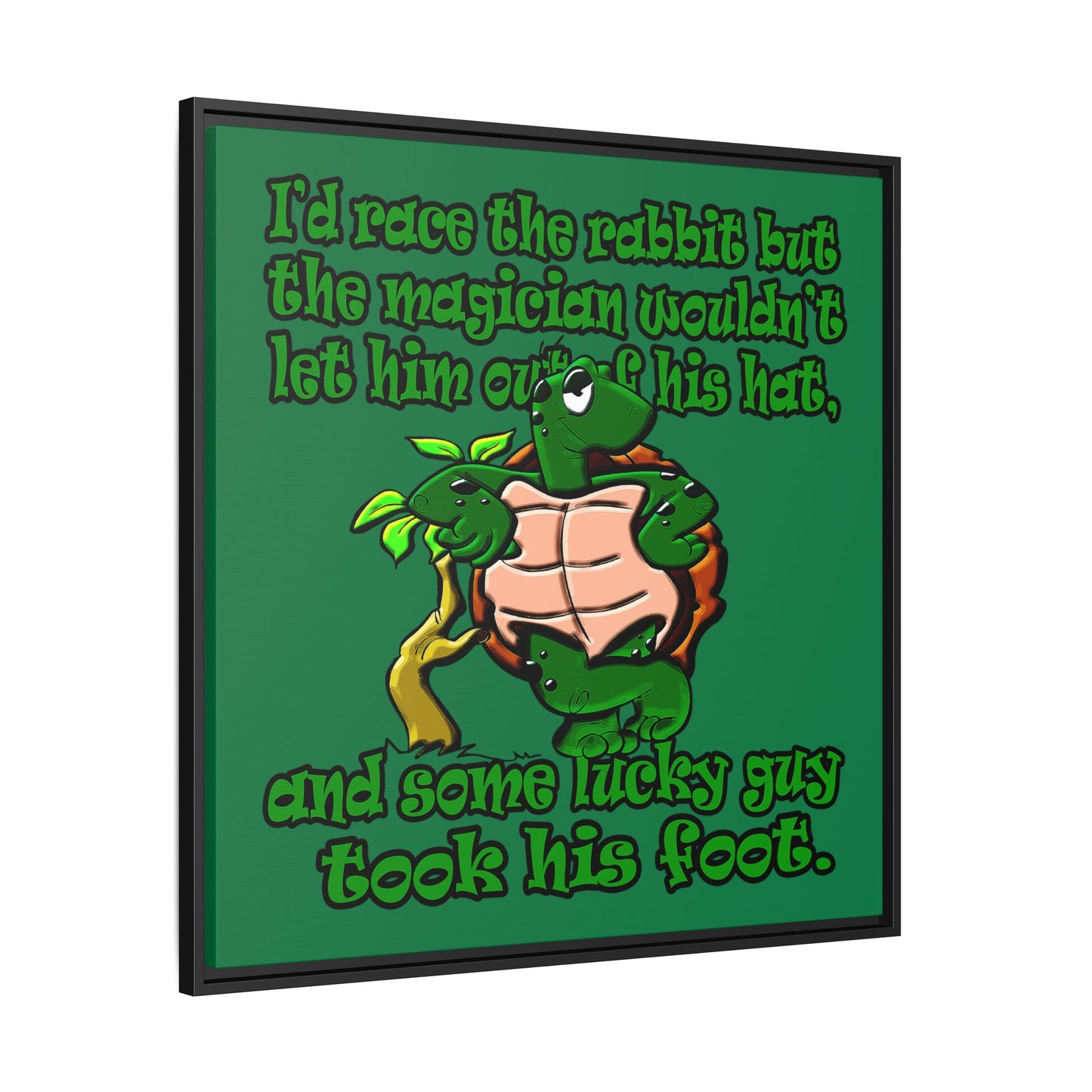 turtle race - framed canvas art (dark green)