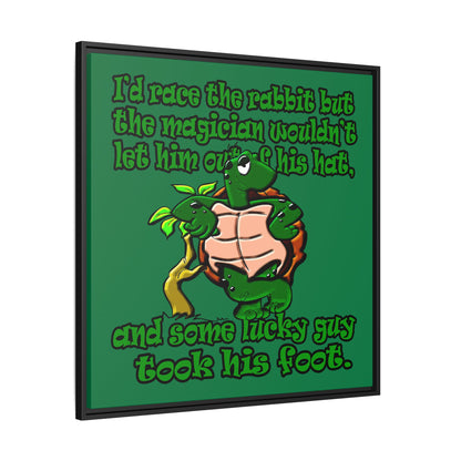 turtle race - framed canvas art (dark green)