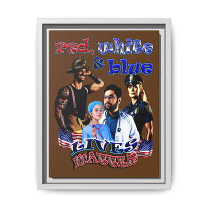rw&b lives matter - framed canvas art (brown)