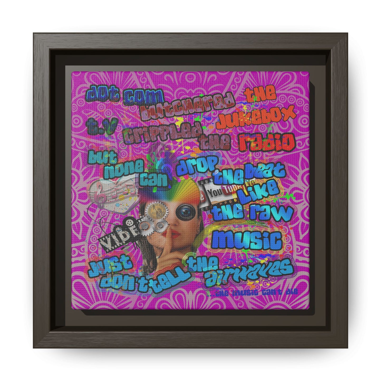 drop the beat - framed canvas art (pink swirl)