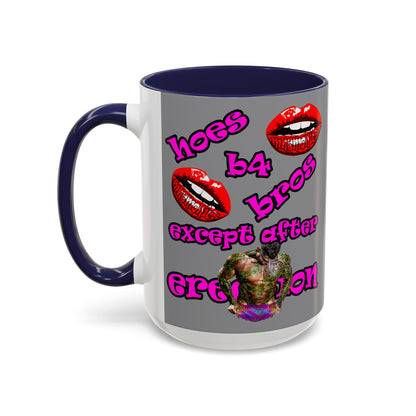 hoes b4 bros - Accent Mug (grey)