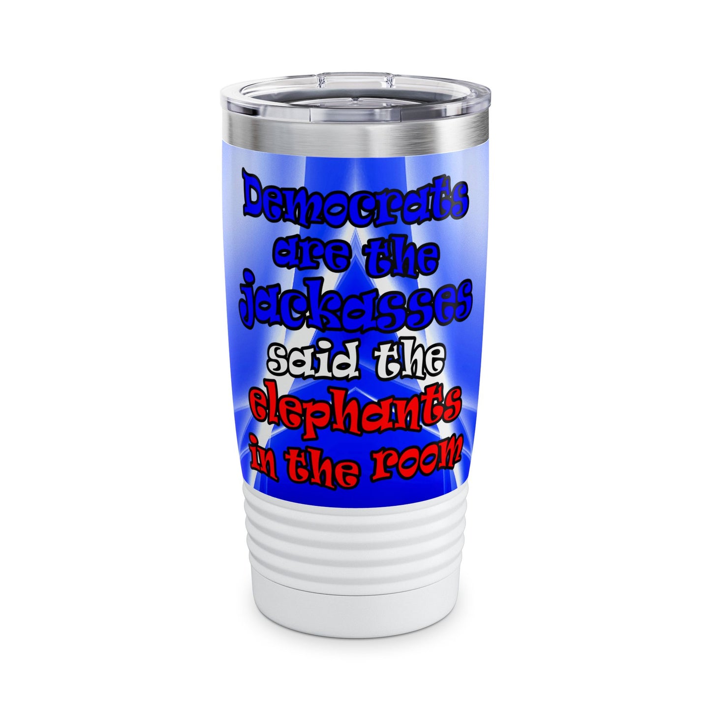 donkeys and elephants - Ringneck Tumbler, 20oz (blue-white wave)