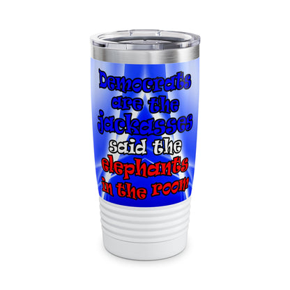 donkeys and elephants - Ringneck Tumbler, 20oz (blue-white wave)