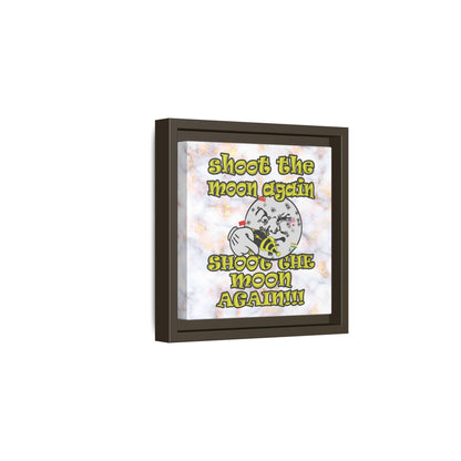 shoot the moon again - framed canvas art (white marble)
