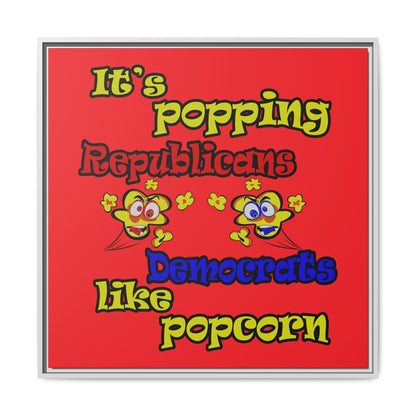 popping like popcorn - framed canvas art (red)
