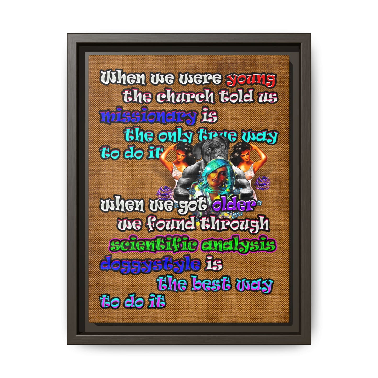 doggystyle - framed canvas art (brown papyrus)