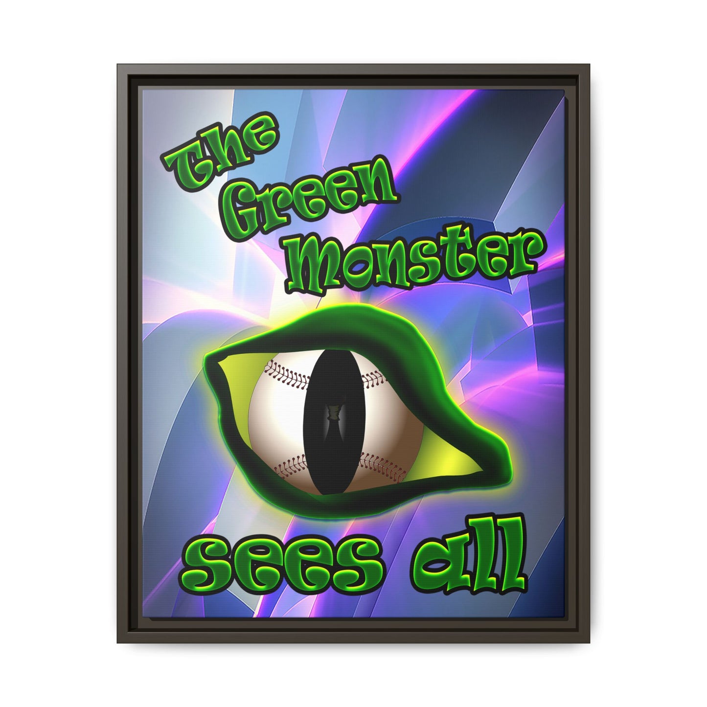 green monster - framed canvas art (grey-pink wave)