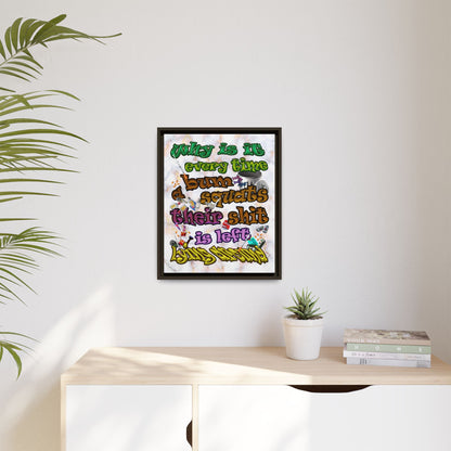 the bum's shit - framed canvas art (white marble)