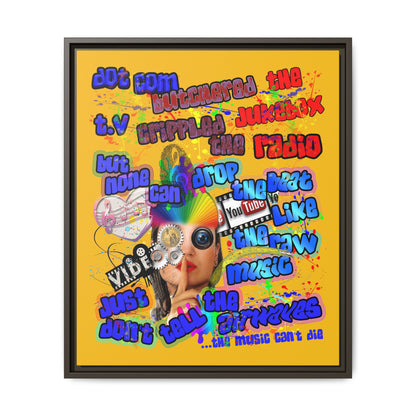 drop the beat - framed canvas art (yellow)