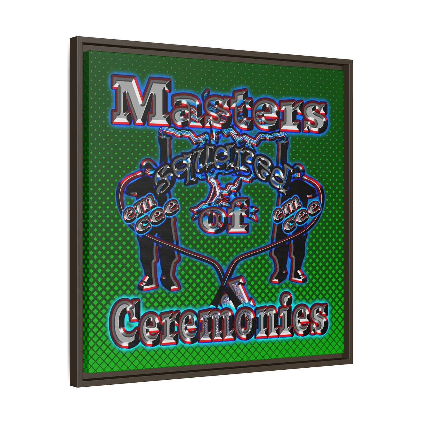 em cee squared - framed canvas art (logo green)