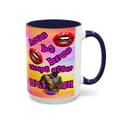 hoes b4 bros - Accent Mug (color blur)