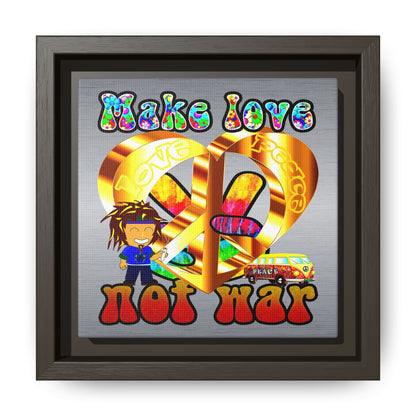 love peace - framed canvas art (brushed nickel)