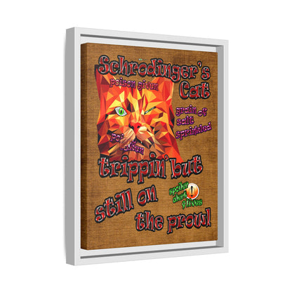 schrodinger's cat - framed canvas art (brown papyrus)
